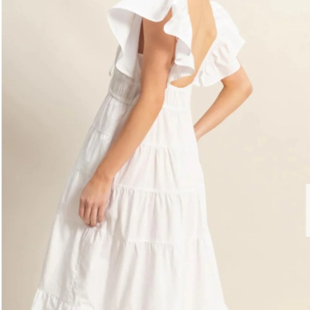 Chic White Ruffled Maxi Dress - Picture 2 of 2